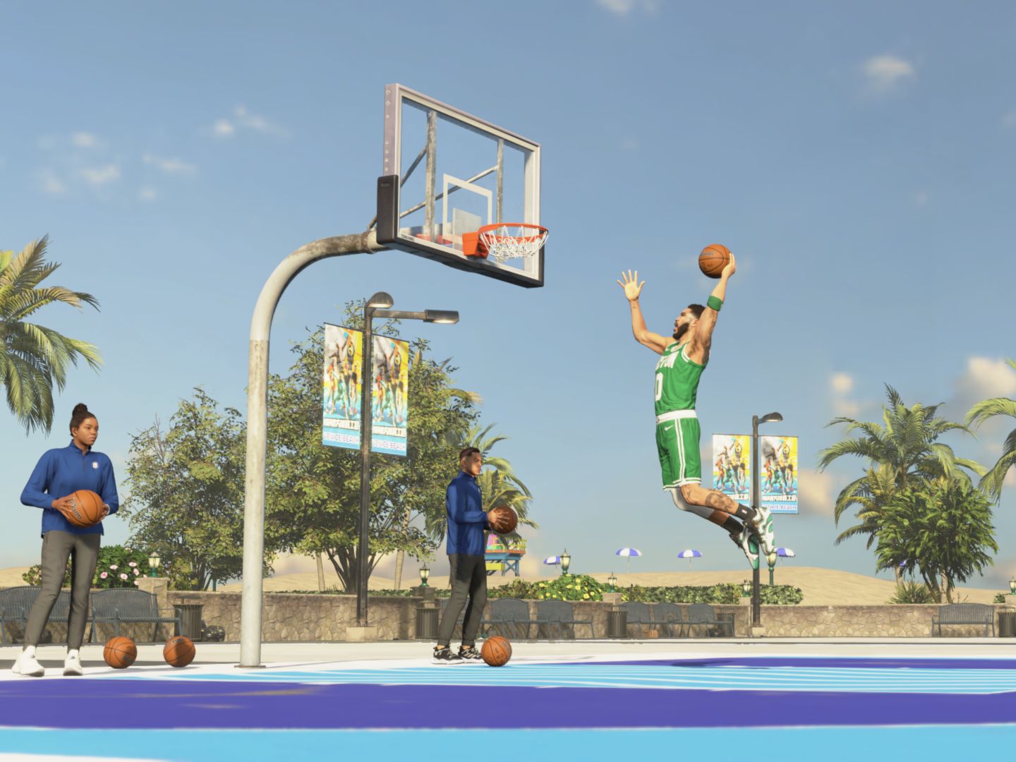 纽约篮球公园风景如画，吸引球迷观赏